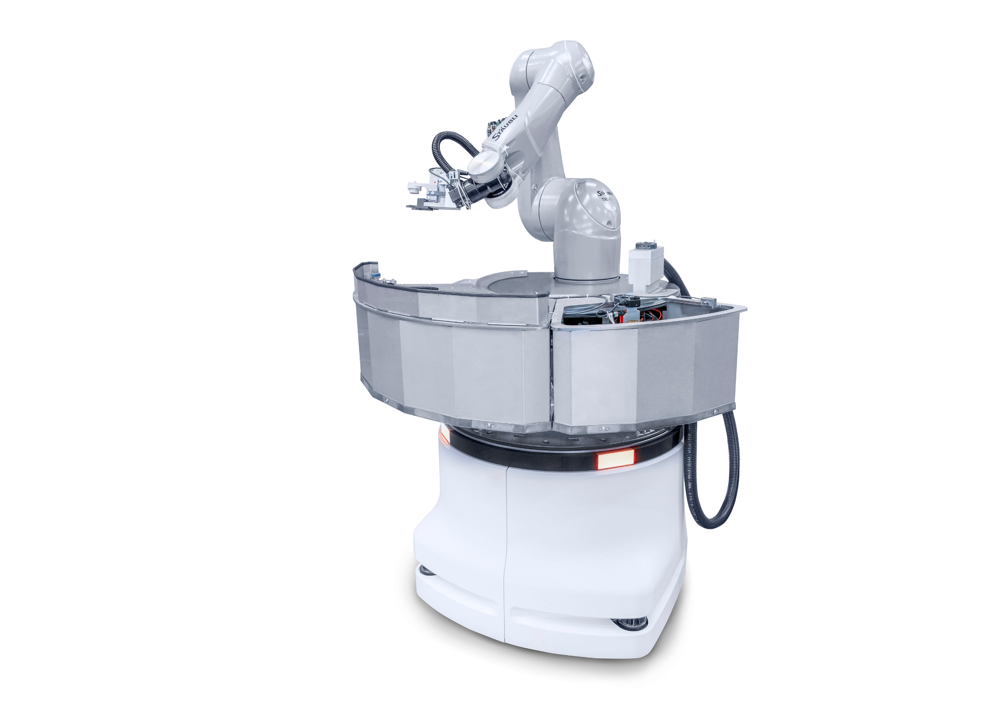 Der mobile Roboter übernimmt Aufgaben wie die Werkzeugmontage und -demontage.